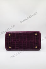 Load image into Gallery viewer, London 30 Birkin Style Saltwater Croc Leather Glossy Color