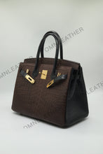 Load image into Gallery viewer, London 30 Birkin Style Saltwater Croc Leather Opaque Color Gold Hardware