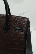 Load image into Gallery viewer, London 30 Birkin Style Saltwater Croc Leather Opaque Color Gold Hardware