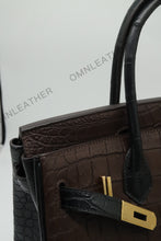 Load image into Gallery viewer, London 30 Birkin Style Saltwater Croc Leather Opaque Color Gold Hardware