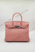 Load image into Gallery viewer, London 30 Birkin Style Saltwater Croc Leather Opaque Color Gold Hardware