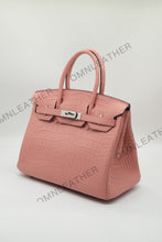 Load image into Gallery viewer, London 30 Birkin Style Saltwater Croc Leather Opaque Color Gold Hardware