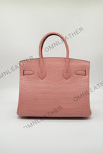 Load image into Gallery viewer, London 30 Birkin Style Saltwater Croc Leather Opaque Color Gold Hardware