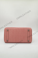 Load image into Gallery viewer, London 30 Birkin Style Saltwater Croc Leather Opaque Color Gold Hardware