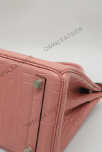 Load image into Gallery viewer, London 30 Birkin Style Saltwater Croc Leather Opaque Color Gold Hardware