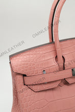 Load image into Gallery viewer, London 30 Birkin Style Saltwater Croc Leather Opaque Color Gold Hardware
