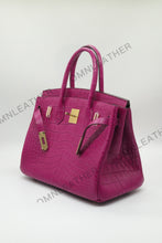 Load image into Gallery viewer, London 30 Birkin Style Saltwater Croc Leather Opaque Color Gold Hardware