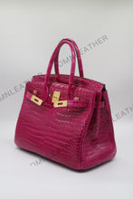 Load image into Gallery viewer, London 30 Birkin Style Saltwater Croc Leather Glossy Color