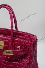 Load image into Gallery viewer, London 30 Birkin Style Saltwater Croc Leather Glossy Color