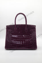 Load image into Gallery viewer, London 30 Birkin Style Saltwater Croc Leather Glossy Color