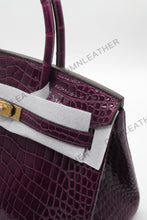 Load image into Gallery viewer, London 30 Birkin Style Saltwater Croc Leather Glossy Color