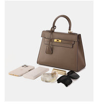 Load image into Gallery viewer, Verona 28 Saffiano Top Handle Kelly Style Handbag Vegan/Real Leather
