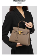 Load image into Gallery viewer, Verona 28 Saffiano Top Handle Kelly Style Handbag Vegan/Real Leather
