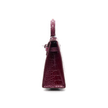 Load image into Gallery viewer, Verona 22 Saffiano Top Handle Kelly Style Handbag Croc/Box pattern Real Leatheer
