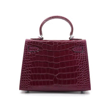 Load image into Gallery viewer, Verona 22 Saffiano Top Handle Kelly Style Handbag Croc/Box pattern Real Leatheer
