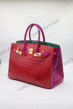 Load image into Gallery viewer, London 35 Birkin Style HCP Saltwater Croc Leather Glossy Red Color Gold Hardware
