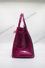 Load image into Gallery viewer, London 35 Birkin Style HCP Saltwater Croc Leather Glossy Red Color Gold Hardware
