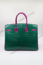 Load image into Gallery viewer, London 35 Birkin Style HCP Saltwater Croc Leather Glossy Red Color Gold Hardware
