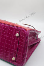 Load image into Gallery viewer, London 35 Birkin Style HCP Saltwater Croc Leather Glossy Red Color Gold Hardware
