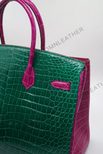 Load image into Gallery viewer, London 35 Birkin Style HCP Saltwater Croc Leather Glossy Red Color Gold Hardware

