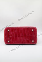 Load image into Gallery viewer, London 30 Birkin Style HCP Saltwater Croc Leather Glossy Fuschia Mix Color Gold Hardware
