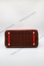 Load image into Gallery viewer, London 30 Birkin Style HCP Saltwater Croc Leather Glossy Orange Mix Color Gold Hardware
