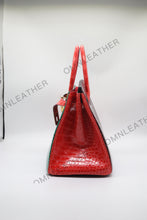 Load image into Gallery viewer, London 35 Birkin Style HCP Saltwater Croc Leather Glossy Green Mix Color Gold Hardware

