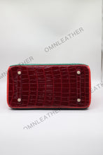 Load image into Gallery viewer, London 35 Birkin Style HCP Saltwater Croc Leather Glossy Green Mix Color Gold Hardware
