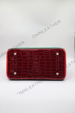 Load image into Gallery viewer, London 35 Birkin Style HCP Saltwater Croc Leather Glossy Green Mix Color Gold Hardware
