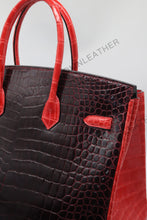 Load image into Gallery viewer, London 35 Birkin Style HCP Saltwater Croc Leather Glossy Green Mix Color Gold Hardware

