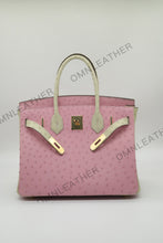 Load image into Gallery viewer, London 30 Birkin Style Ostrich Leather Pink Beige Mix Color Gold Hardware
