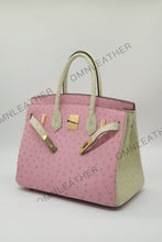 Load image into Gallery viewer, London 30 Birkin Style Ostrich Leather Pink Beige Mix Color Gold Hardware
