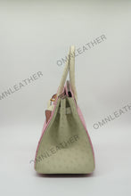 Load image into Gallery viewer, London 30 Birkin Style Ostrich Leather Pink Beige Mix Color Gold Hardware
