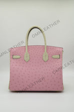Load image into Gallery viewer, London 30 Birkin Style Ostrich Leather Pink Beige Mix Color Gold Hardware
