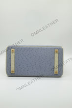 Load image into Gallery viewer, London 30 Birkin Style Ostrich Leather Light Blue Beige Mix Color Gold Hardware
