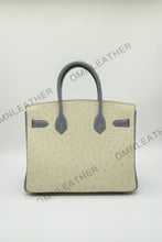 Load image into Gallery viewer, London 30 Birkin Style Ostrich Leather Beige Grey Mix Color Gold Hardware
