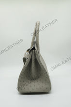 Load image into Gallery viewer, London 30 Birkin Style Ostrich Leather Grey Color Gold Hardware
