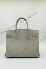 Load image into Gallery viewer, London 30 Birkin Style Ostrich Leather Grey Color Gold Hardware
