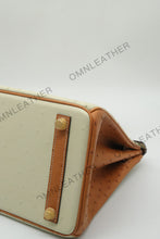 Load image into Gallery viewer, London 30 Birkin Style Ostrich Leather Beige Brown Mix Color Gold Hardware
