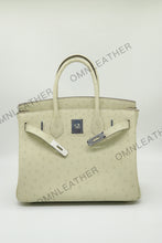 Load image into Gallery viewer, London 30 Birkin Style Ostrich Leather Beige Color Silver Hardware
