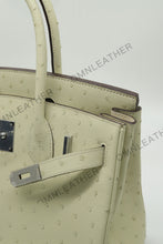 Load image into Gallery viewer, London 30 Birkin Style Ostrich Leather Beige Color Silver Hardware
