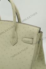 Load image into Gallery viewer, London 30 Birkin Style Ostrich Leather Beige Color Silver Hardware
