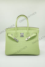 Load image into Gallery viewer, London 30 Birkin Style Nile Croc Leather Opaque Light Yellow Color Silver Hardware
