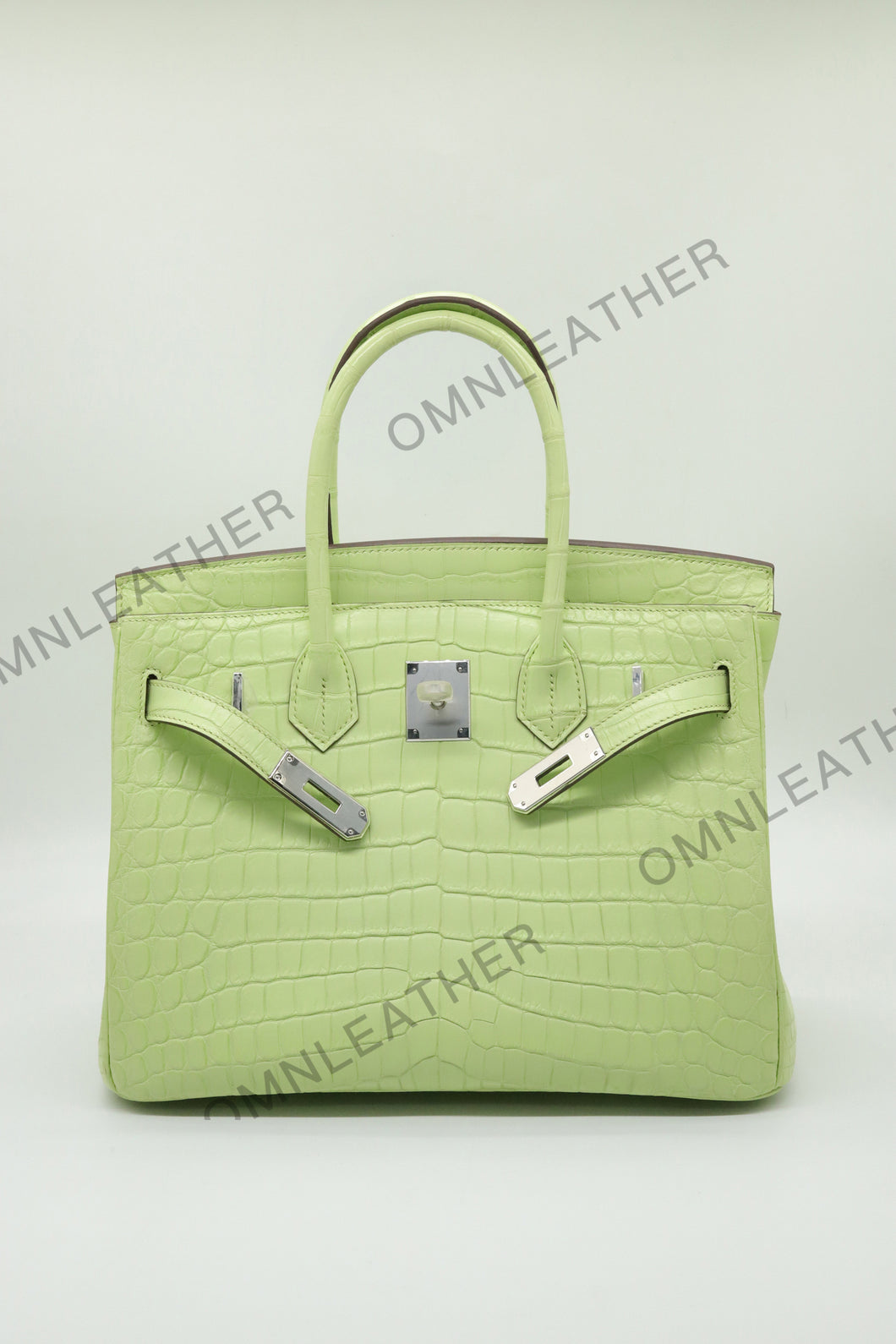 London 30 Birkin Style Nile Croc Leather Opaque Light Yellow Color Silver Hardware
