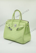Load image into Gallery viewer, London 30 Birkin Style Nile Croc Leather Opaque Light Yellow Color Silver Hardware
