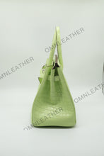 Load image into Gallery viewer, London 30 Birkin Style Nile Croc Leather Opaque Light Yellow Color Silver Hardware
