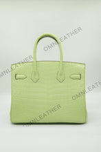 Load image into Gallery viewer, London 30 Birkin Style Nile Croc Leather Opaque Light Yellow Color Silver Hardware
