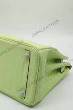 Load image into Gallery viewer, London 30 Birkin Style Nile Croc Leather Opaque Light Yellow Color Silver Hardware
