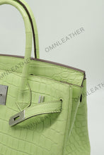 Load image into Gallery viewer, London 30 Birkin Style Nile Croc Leather Opaque Light Yellow Color Silver Hardware
