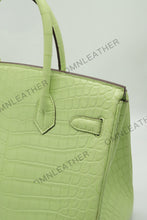 Load image into Gallery viewer, London 30 Birkin Style Nile Croc Leather Opaque Light Yellow Color Silver Hardware
